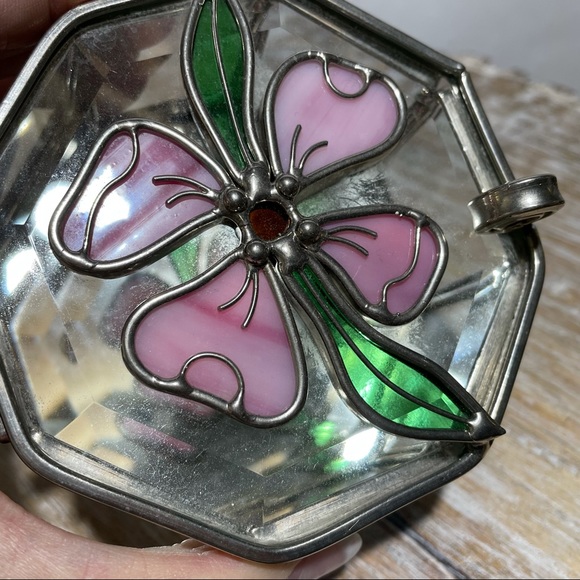 Vintage Glass Floral trinket box - Picture 5 of 11